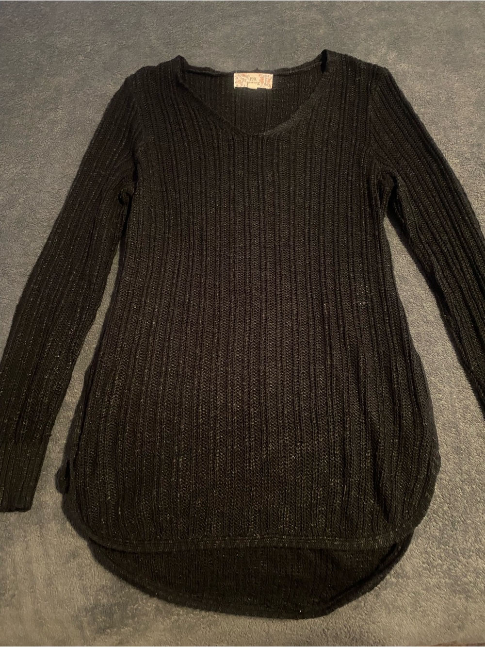 Pink Republic Black Ribbed V-Neck Sweater